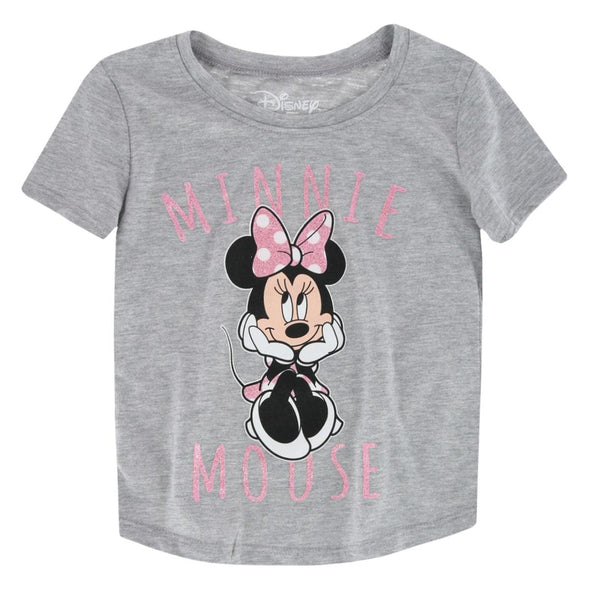 Girls Minnie Mouse Glitter Bow Tee Shirt