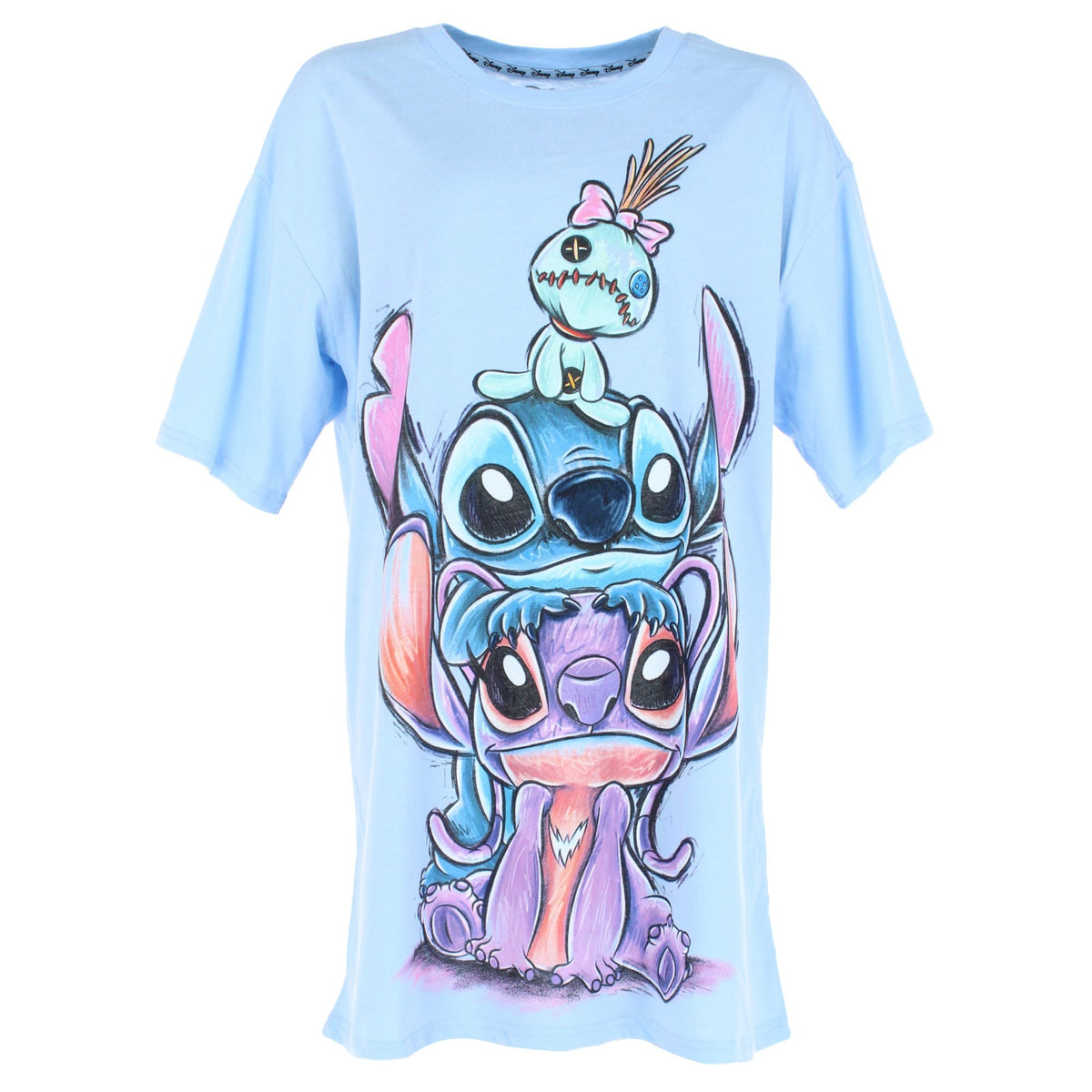 Jerry Leigh Juniors Disney Oversized Stitch and Angela Tee Shirt Dress - Blue