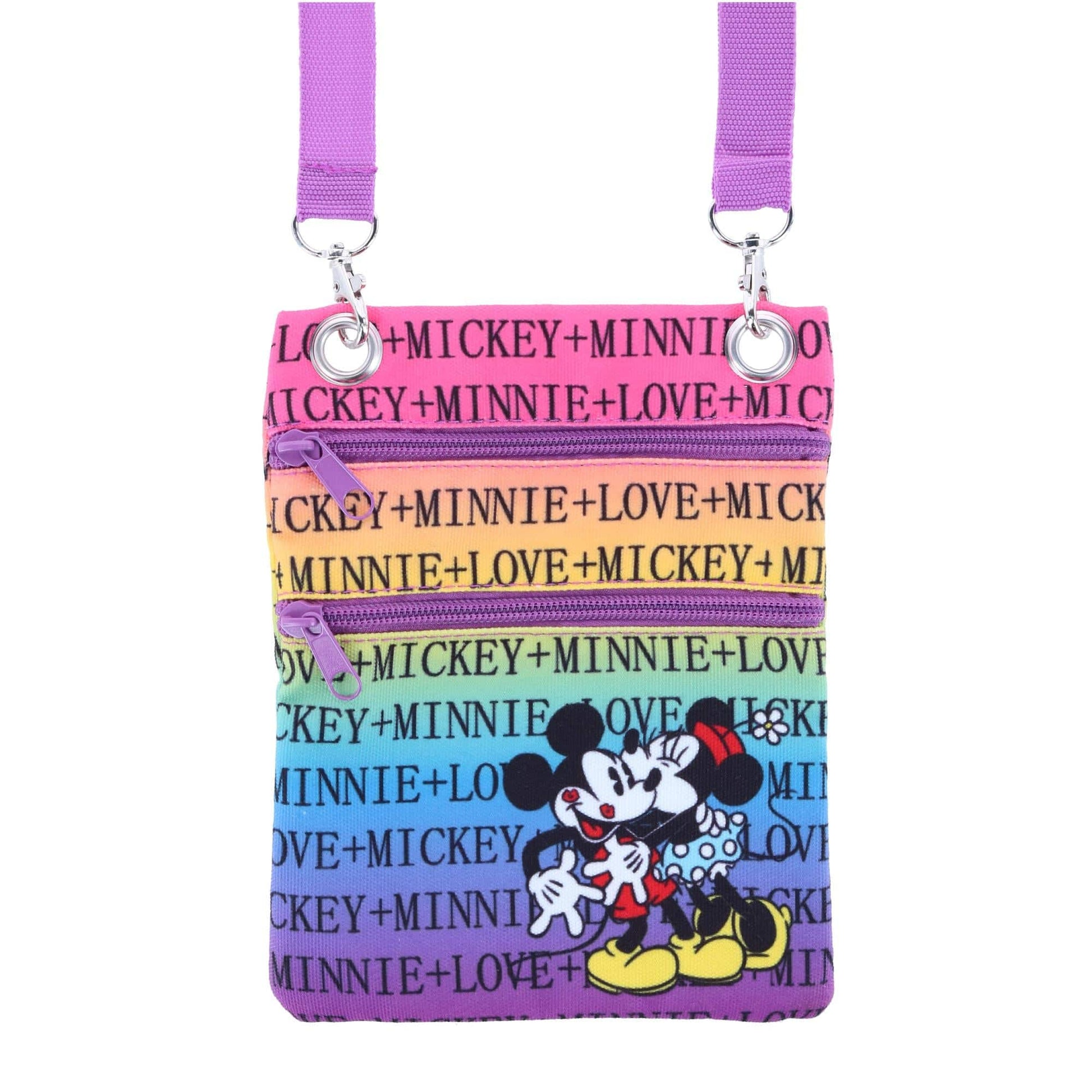 Jerry Leigh Disney Mickey and Minnie Mouse Rainbow Passport Crossbody Bag - Multi