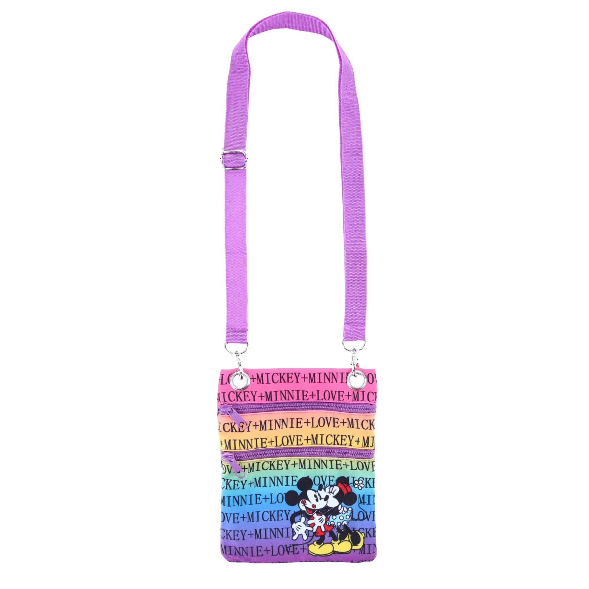Jerry Leigh Disney Mickey and Minnie Mouse Rainbow Passport Crossbody Bag - Multi