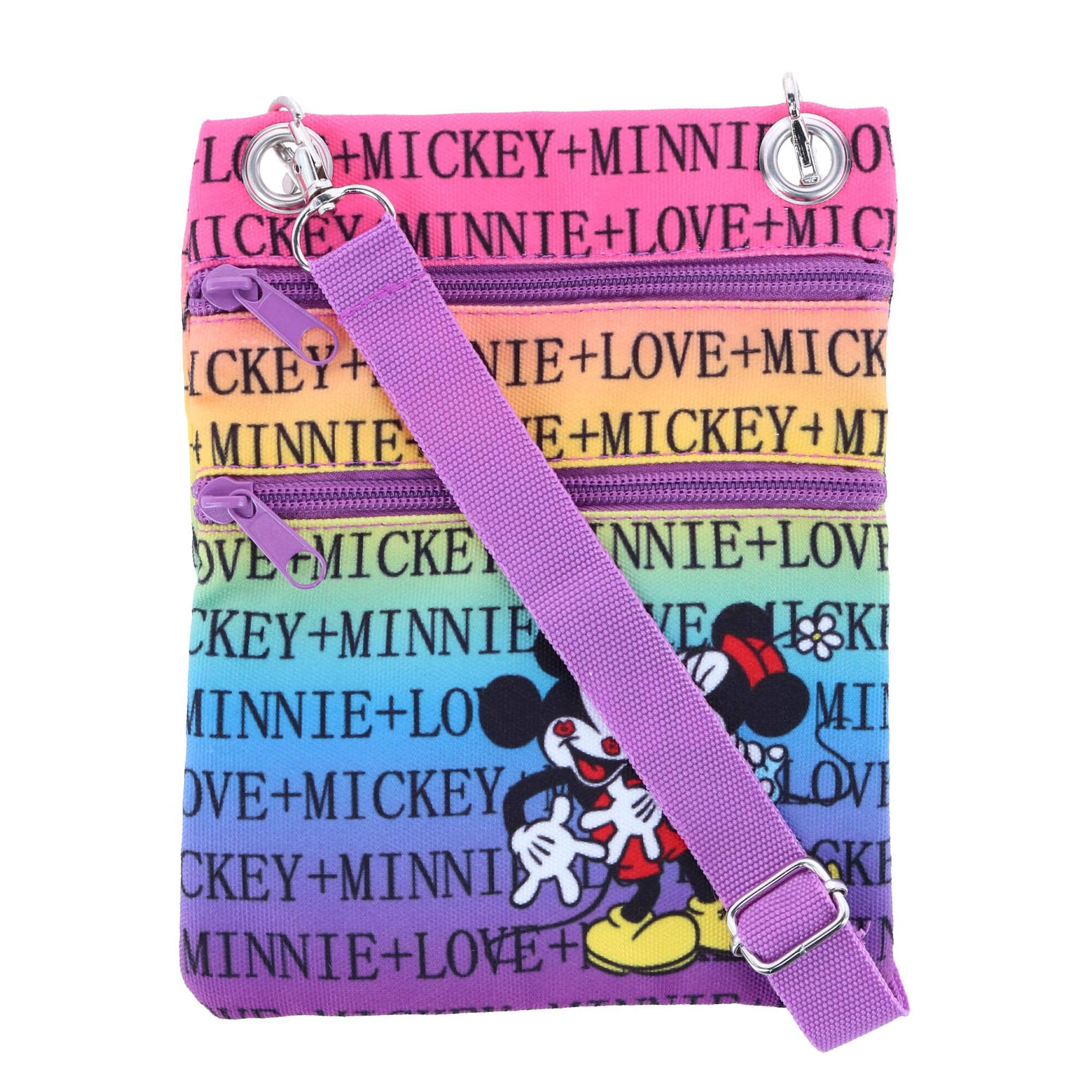 Jerry Leigh Disney Mickey and Minnie Mouse Rainbow Passport Crossbody Bag - Multi