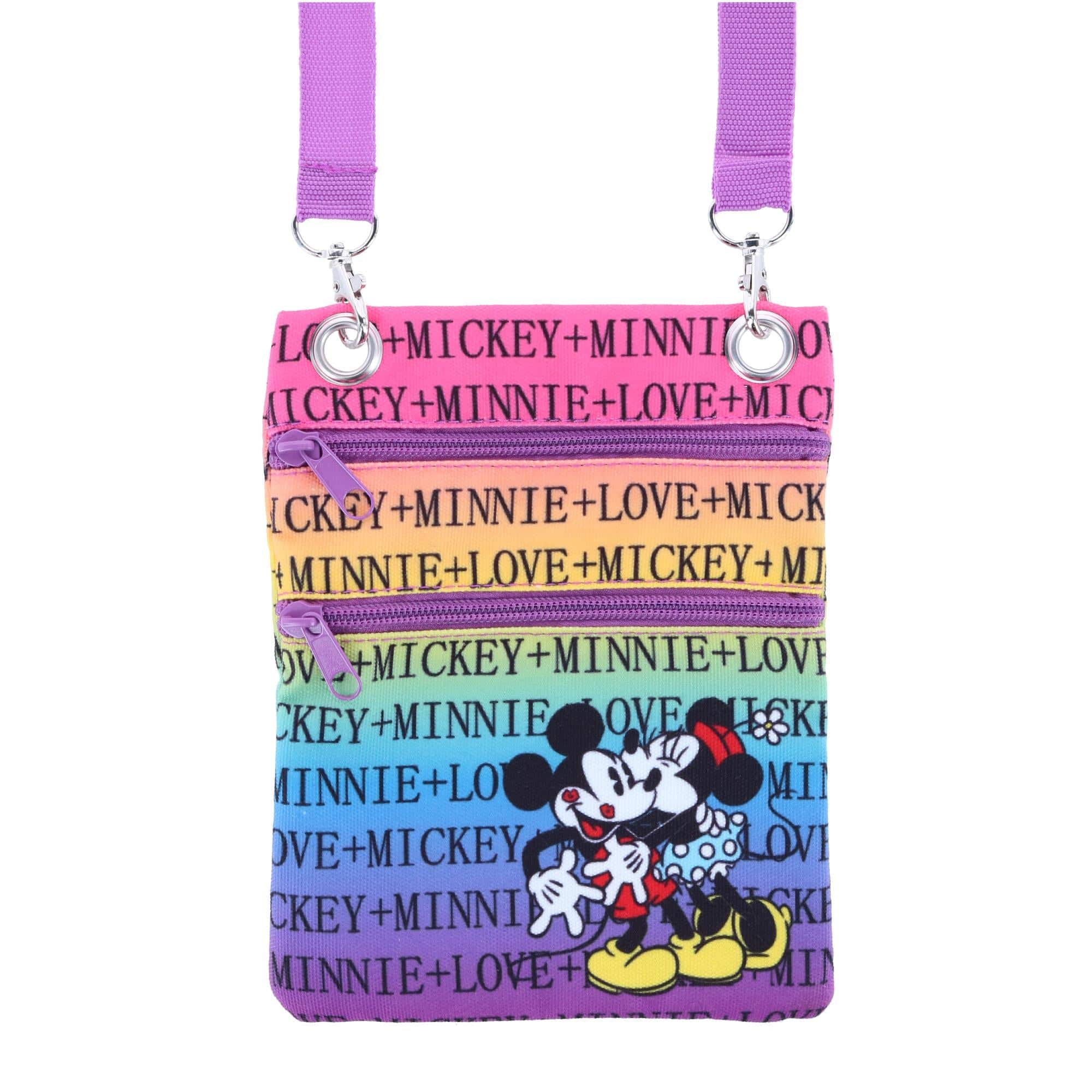 Jerry Leigh Disney Mickey and Minnie Mouse Rainbow Passport Crossbody Bag - Disney Mickey and Minnie Mouse Rainbow Passport Crossbody Bag