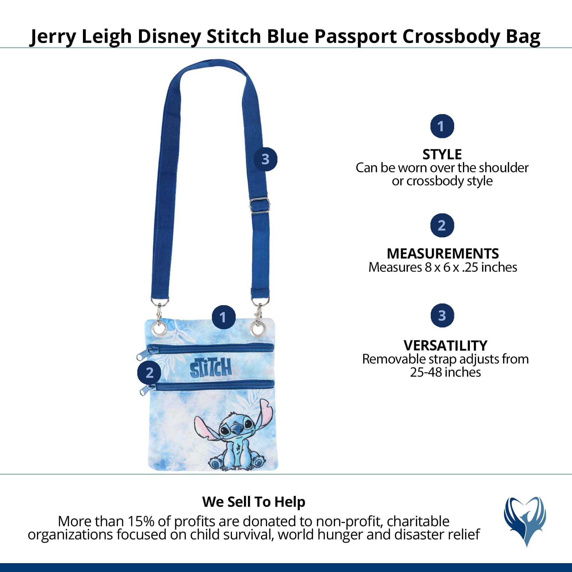 Jerry Leigh Disney Stitch Blue Passport Crossbody Bag - Blue