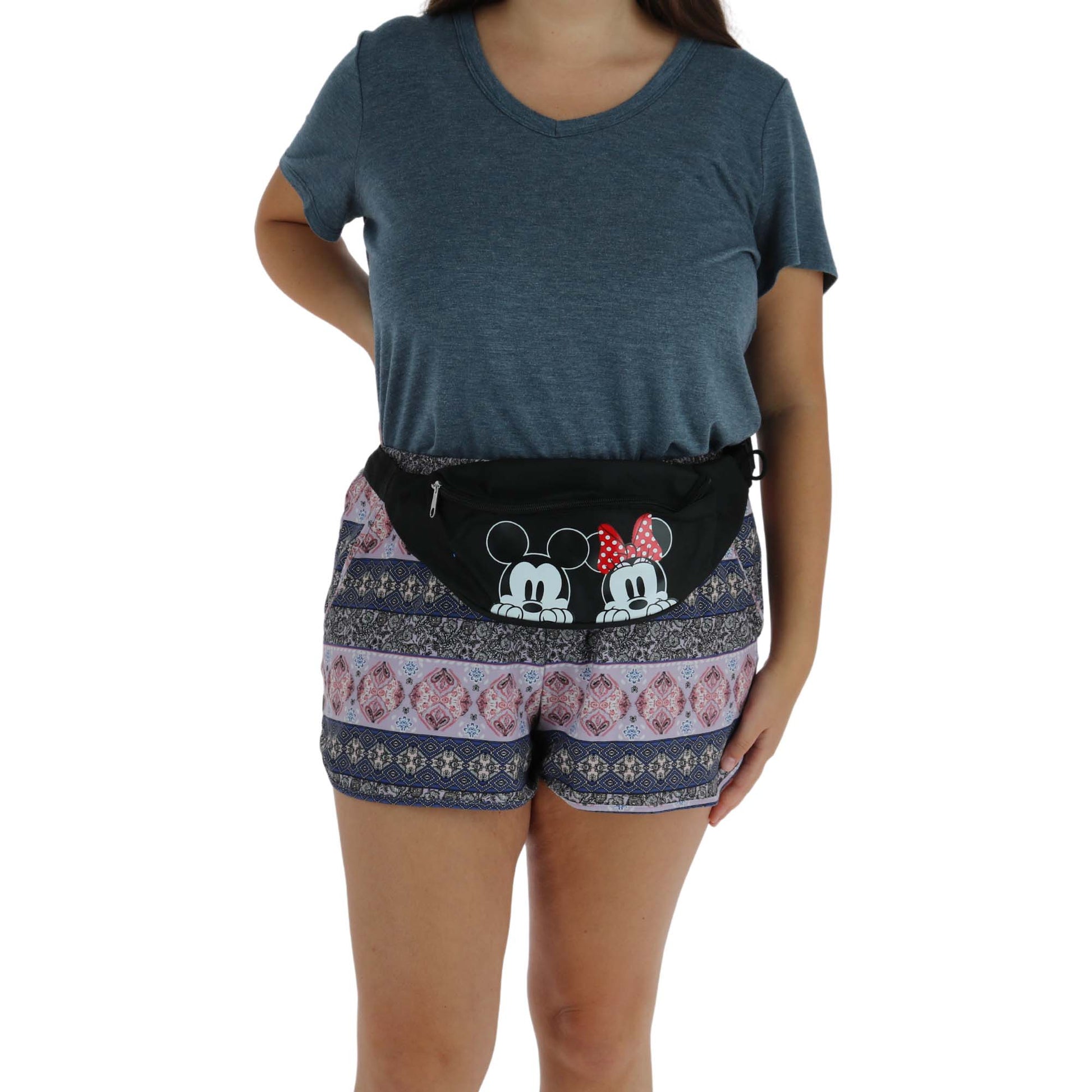 Jerry Leigh Disney Peeking Mickey Mouse and Minnie Mouse Fanny Waist Pack - Black