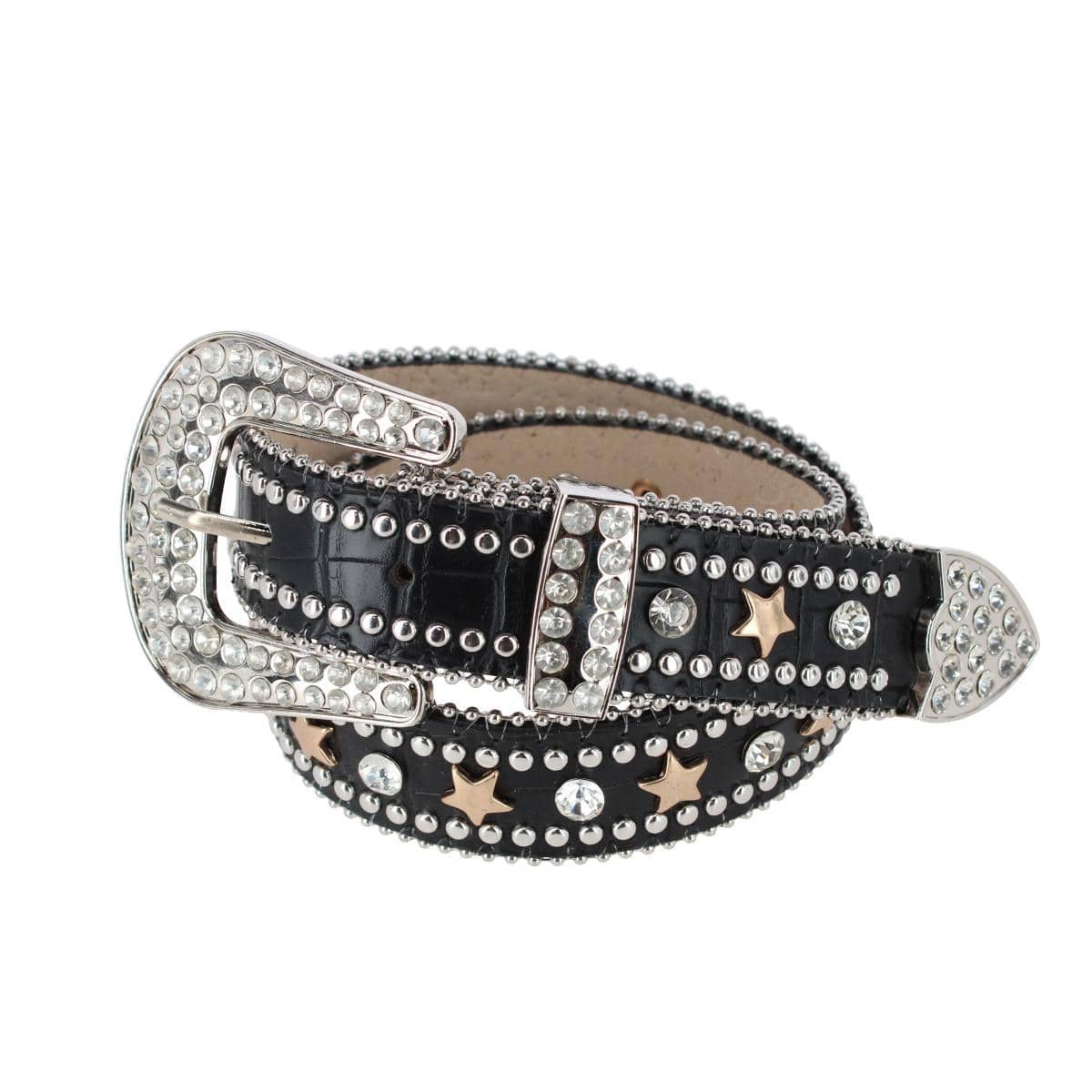 CTM® Girl's Studded Star Western Style Belt - Black