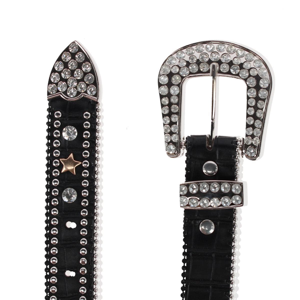 CTM® Girl's Studded Star Western Style Belt - Black