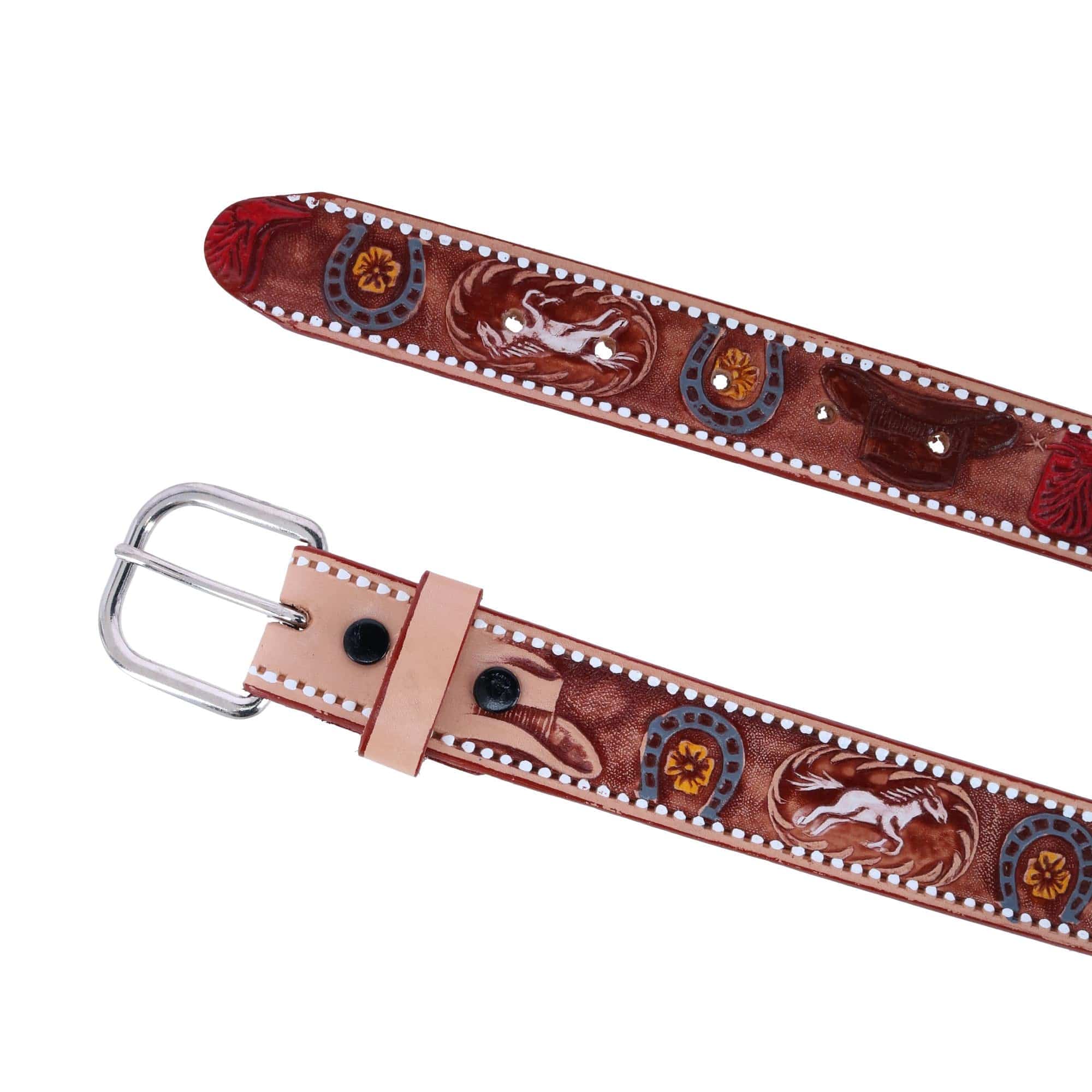 CTM® Boys Cowboy Print Embossed Belt - Tan