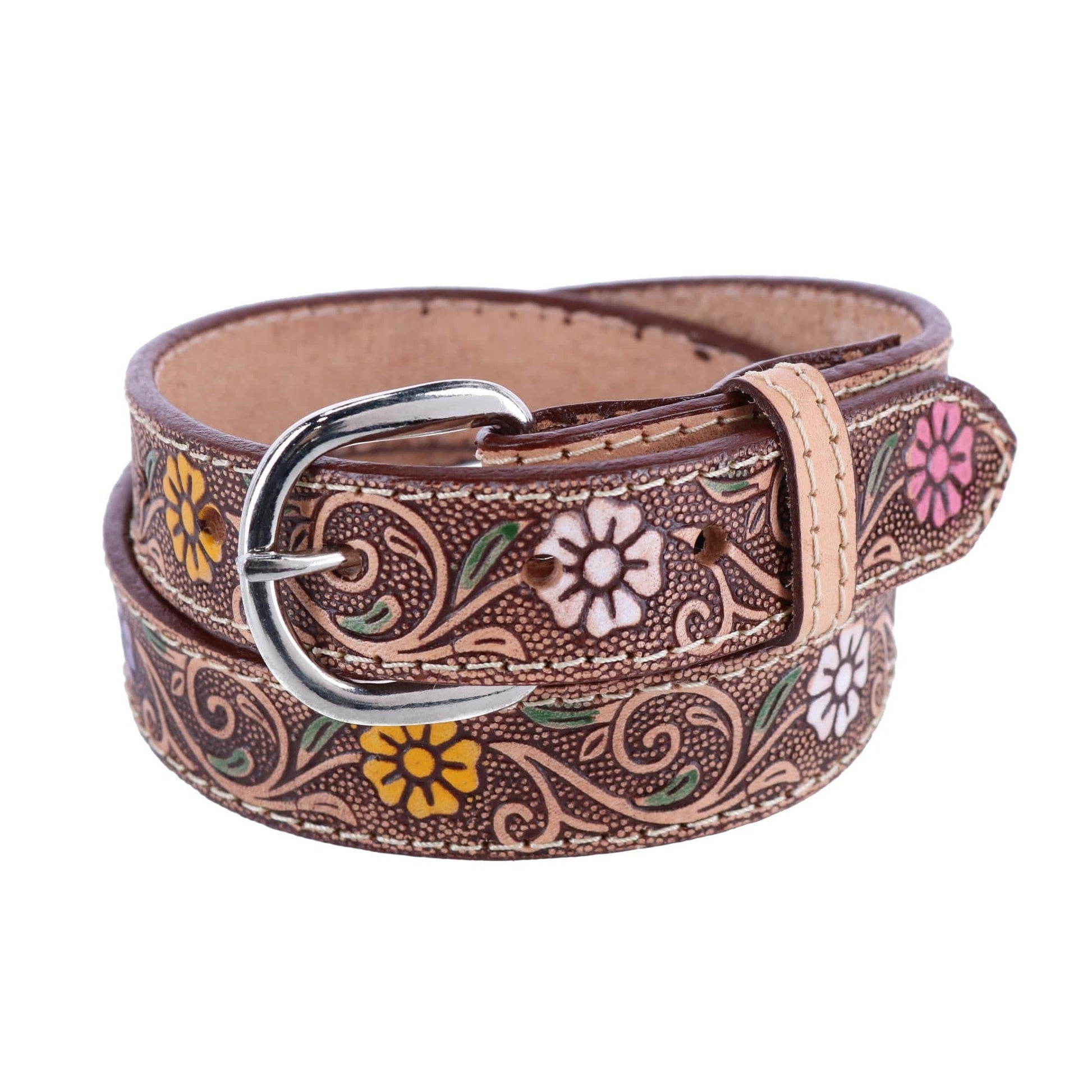 CTM® Girls 1 Inch Floral Embossed Belt