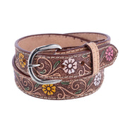Girls 1 Inch Floral Embossed Belt