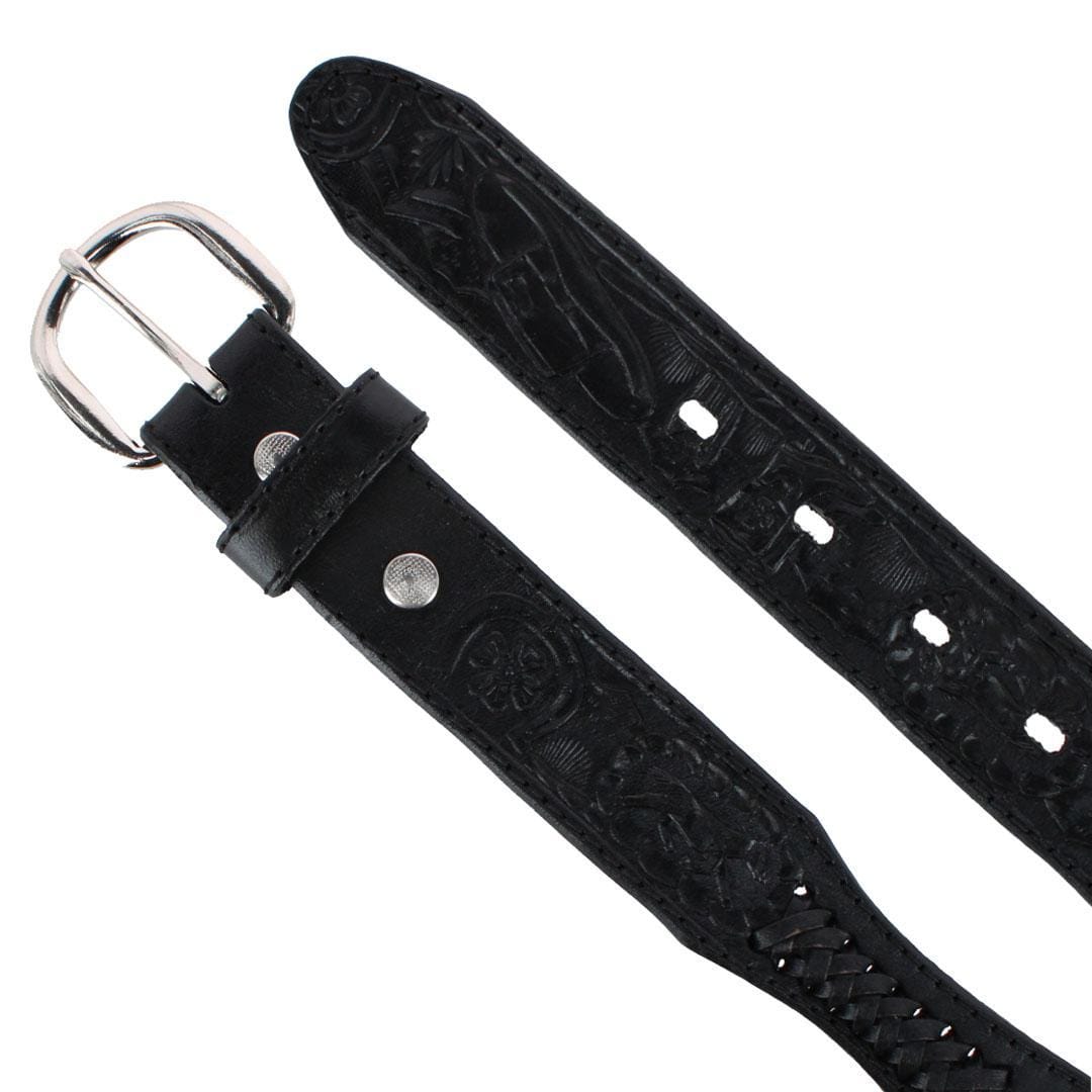 CTM® Boy's Gold & Silver Star Concho Western Leather Belt - Black