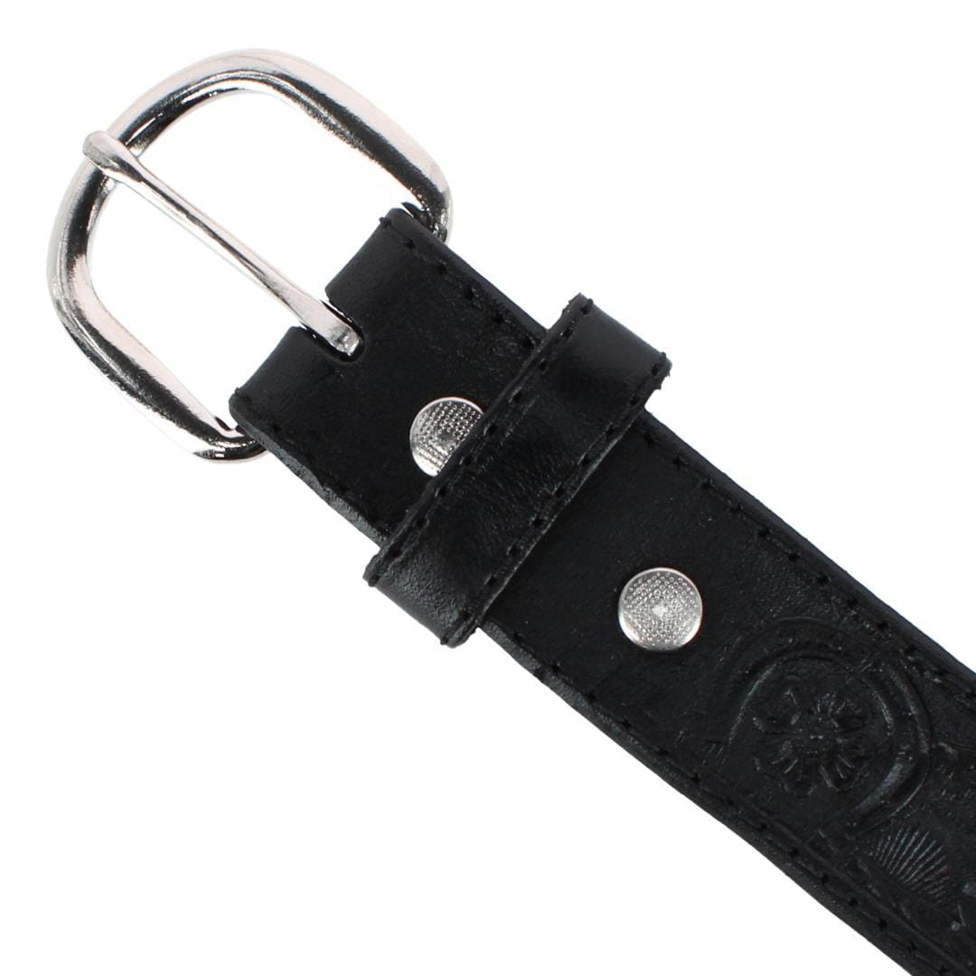 CTM® Boy's Gold & Silver Star Concho Western Leather Belt - Black