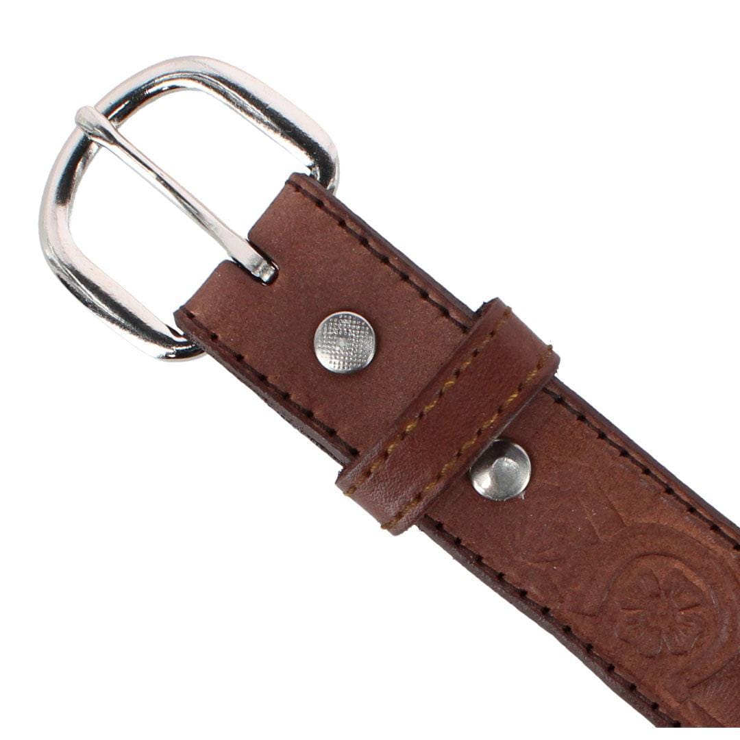 CTM® Boy's Gold & Silver Star Concho Western Leather Belt - Brown