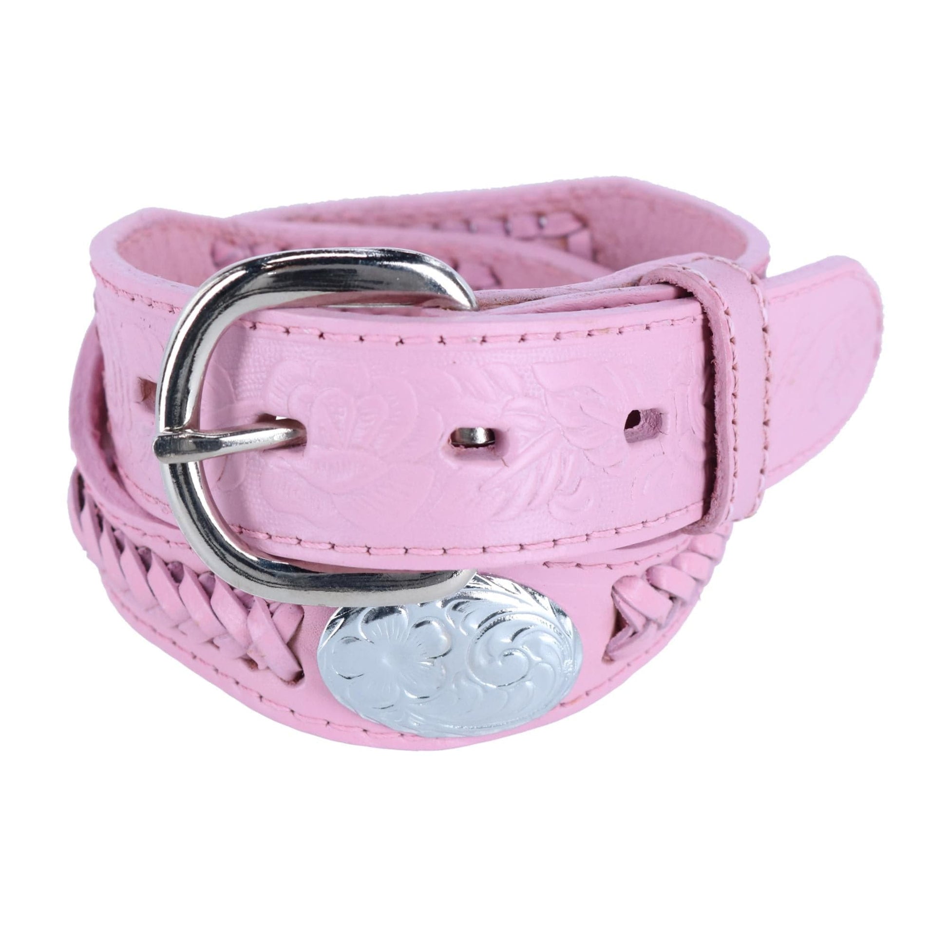 CTM® Girls Rose Concho Leather Belt - Girls Rose Concho Leather Belt
