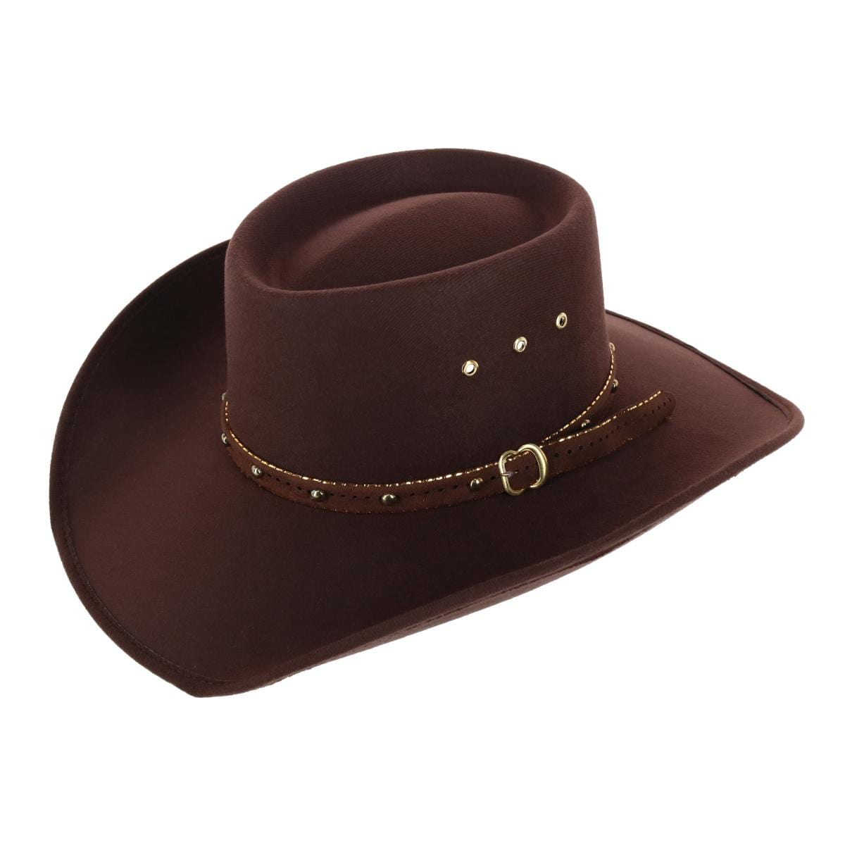 CTM® Men's Felt Western Gambler Hat with Studded Hatband - Brown