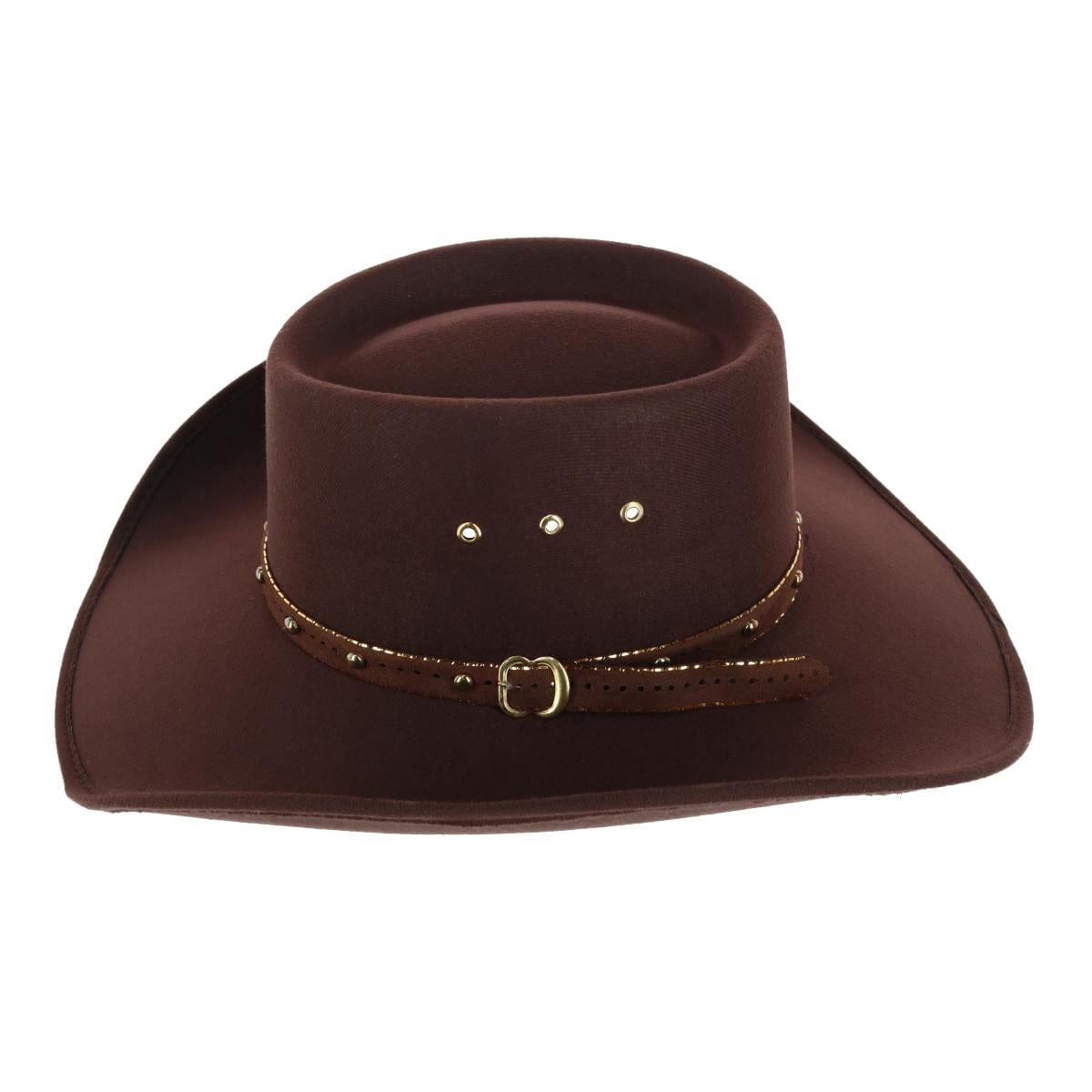 CTM® Men's Felt Western Gambler Hat with Studded Hatband - Brown