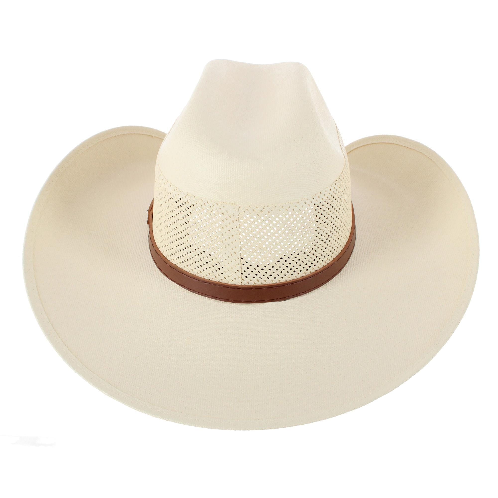 CTM® Men's Canvas Cowboy Western Hat - White