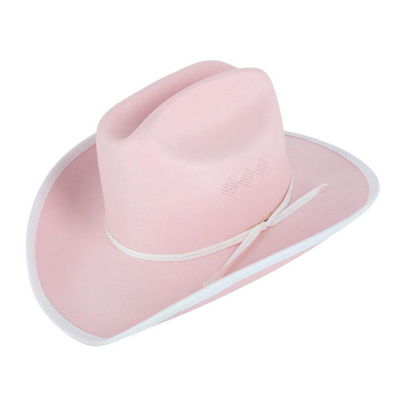 Girls Pink Western Canvas Hat with Ribbon Hatband