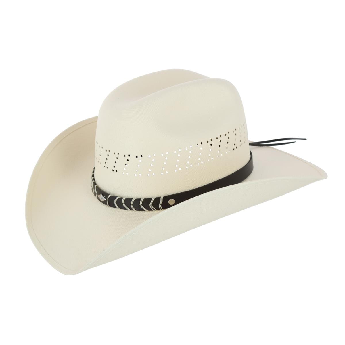 CTM® Men's Buffalo Crown Canvas Western Hat with Stitched Hatband - Natural