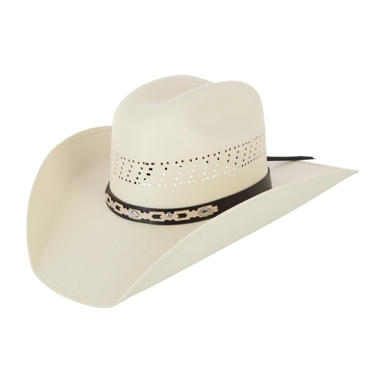CTM® Men's Buffalo Crown Canvas Western Hat with Geometric Hatband - Canvas