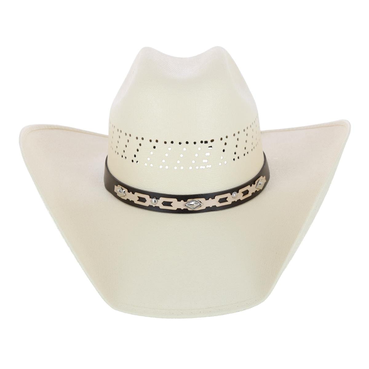 CTM® Men's Buffalo Crown Canvas Western Hat with Geometric Hatband - Men's Buffalo Crown Canvas Western Hat with Geometric Hatband