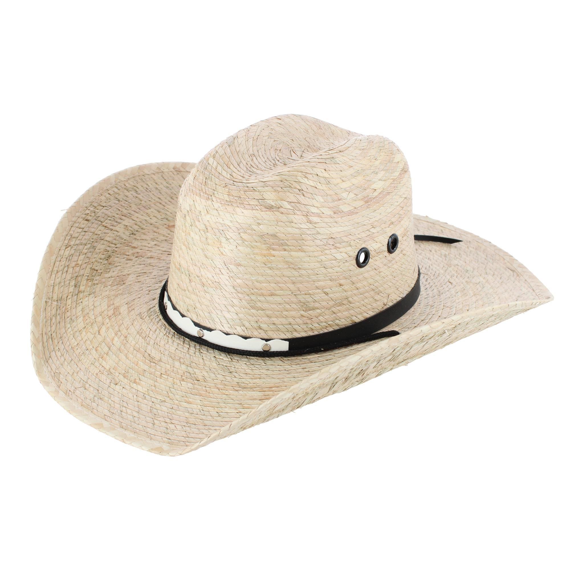 CTM® Men's Chihuahua Western Palm Leaf Cowboy Hat - White Palm