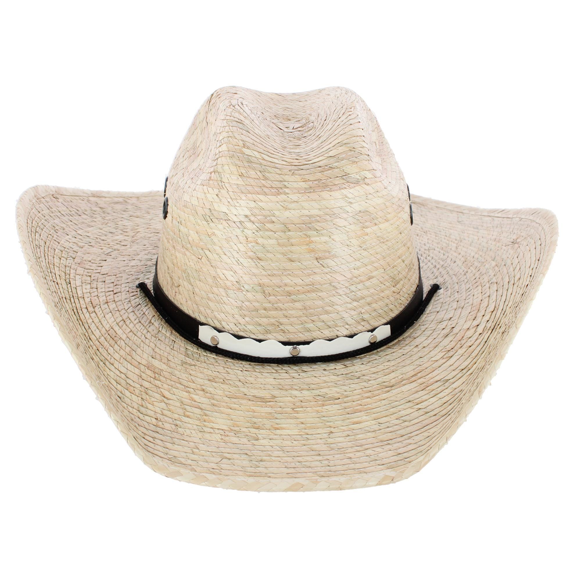 CTM® Men's Chihuahua Western Palm Leaf Cowboy Hat - White Palm