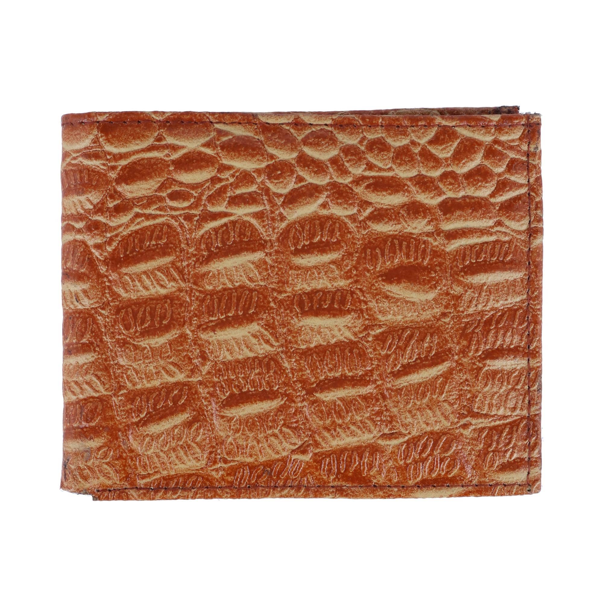 CTM® Men's Alligator Print Bifold Wallet - Honey