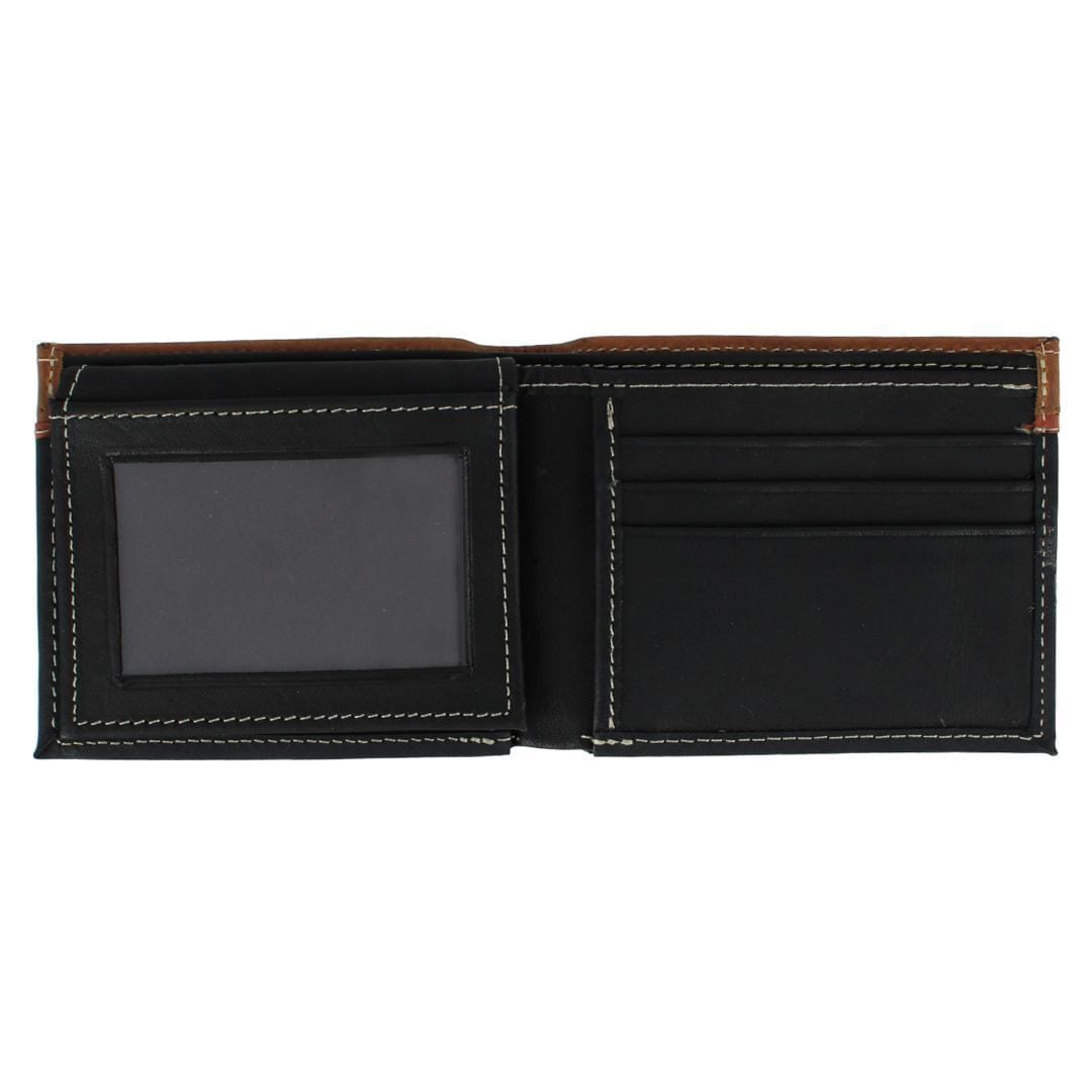 CTM® Men's Leather Longhorn Concho Bifold Wallet - Black