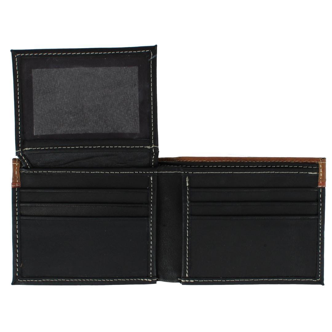 CTM® Men's Leather Longhorn Concho Bifold Wallet - Black