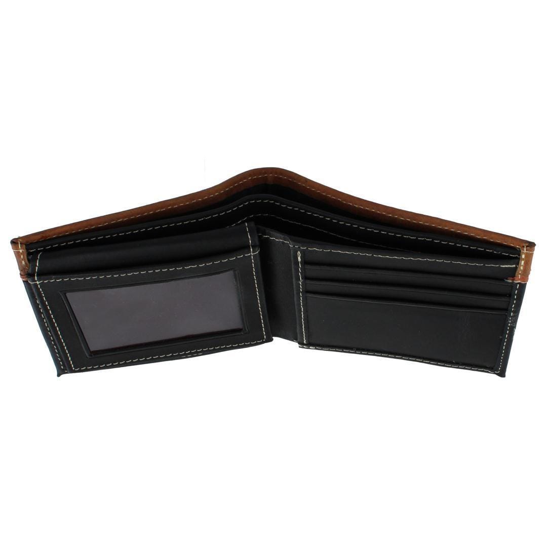 CTM® Men's Leather Longhorn Concho Bifold Wallet - Black