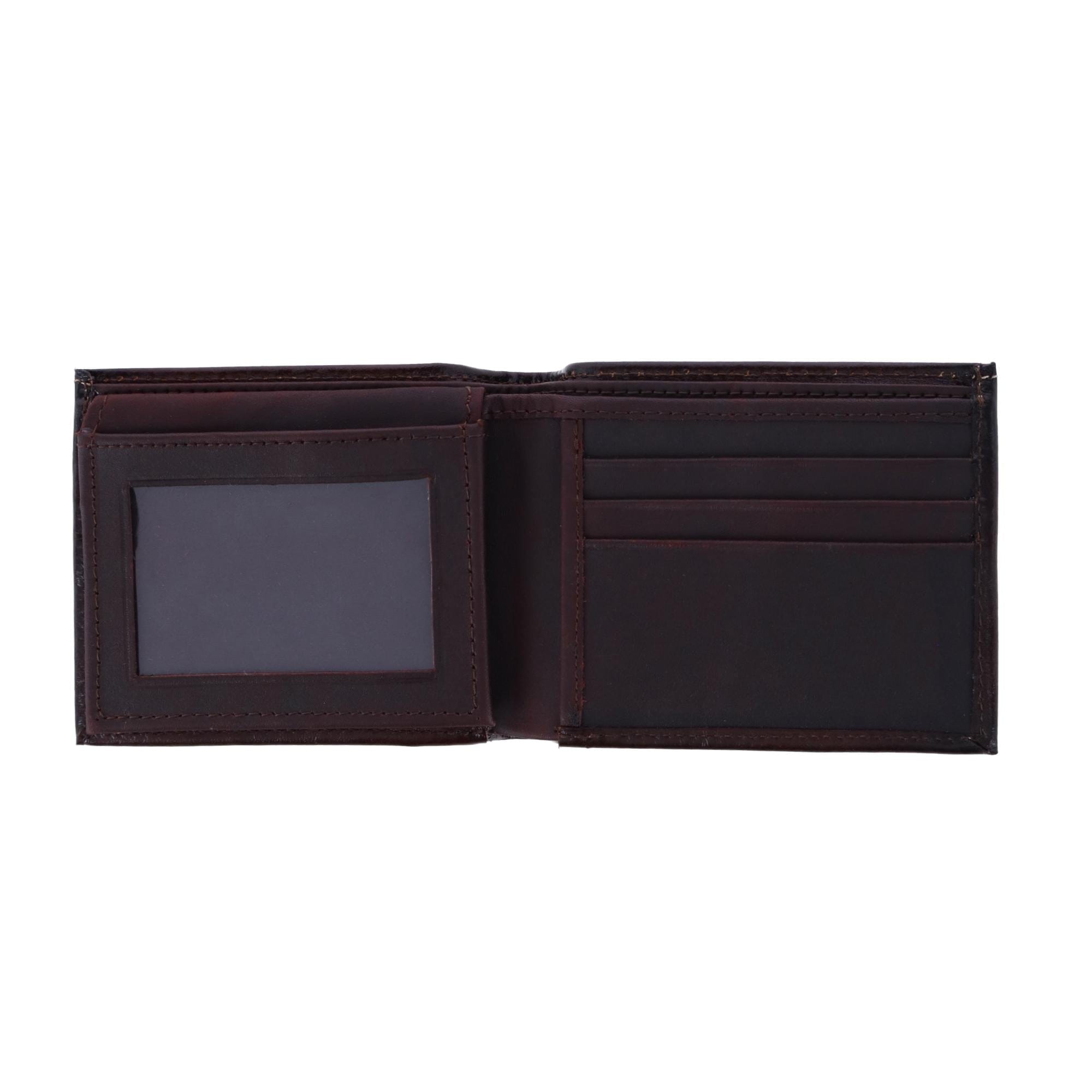 CTM® Men's Feather Tooled Leather Bifold Wallet - Brown