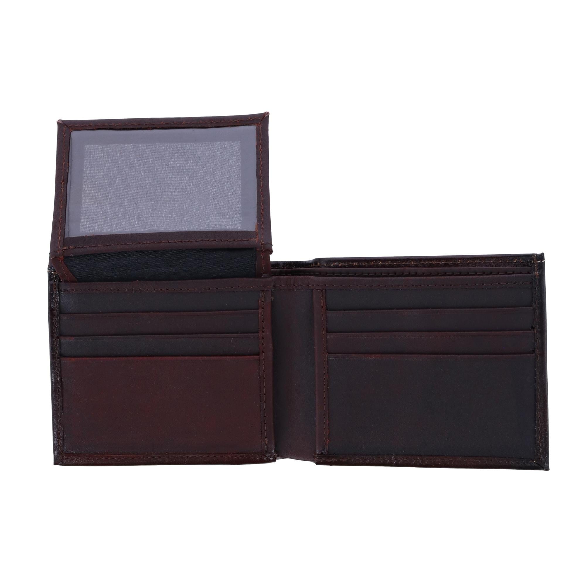 CTM® Men's Feather Tooled Leather Bifold Wallet - Brown
