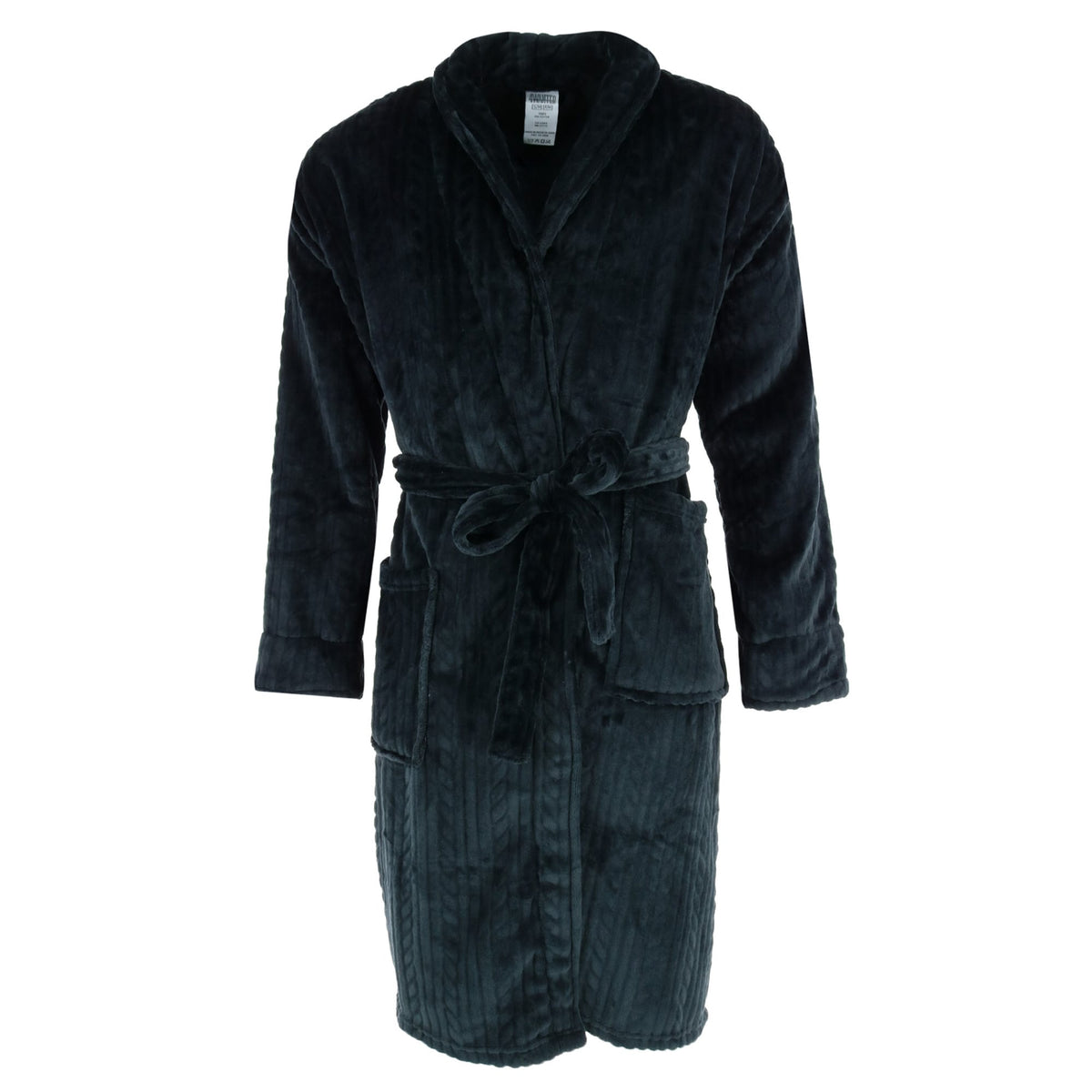 Wanted Men's Cable Shawl Collar Plush Robe - Black