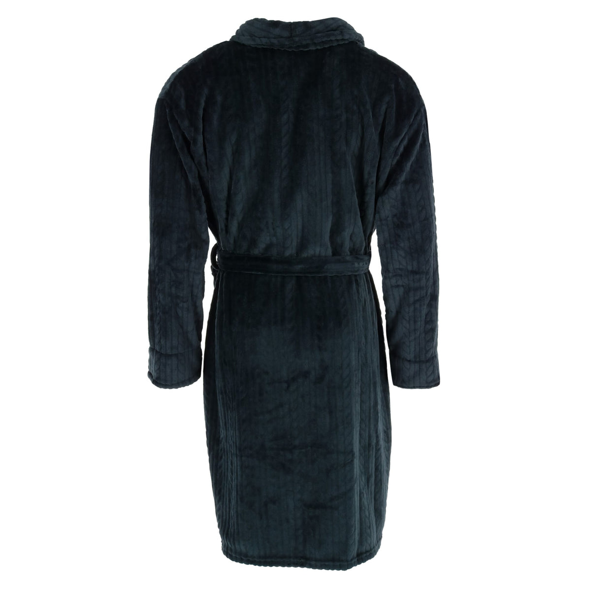 Wanted Men's Cable Shawl Collar Plush Robe - Black