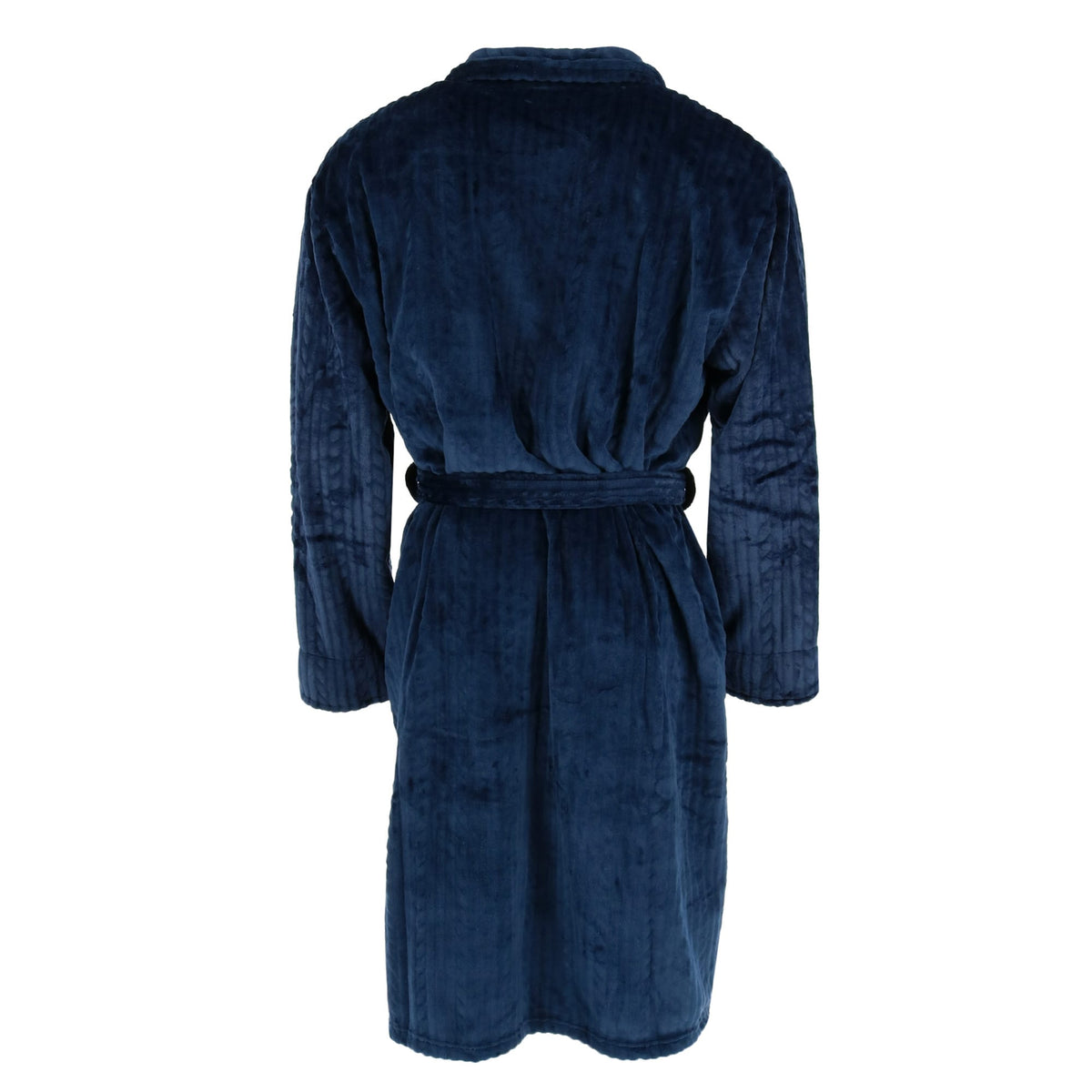Wanted Men's Cable Shawl Collar Plush Robe - Navy