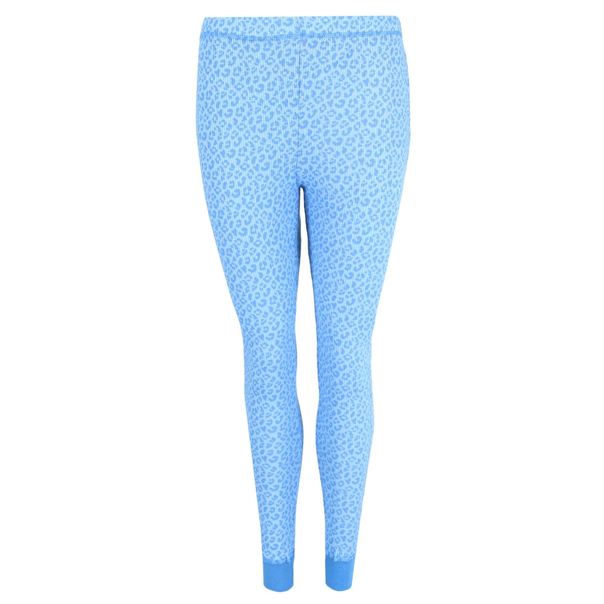 Sportlife Brands LLC Womens Printed Waffle Weave Thermal Top and Bottom Set - Leopard