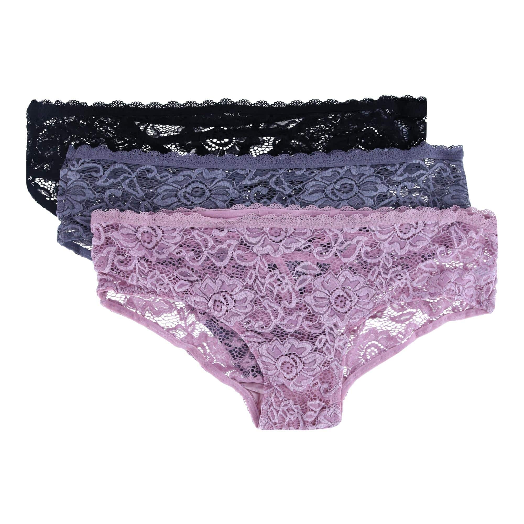 CTM® Women's Plus Size Lace Hipster Underwear (Pack of 3)