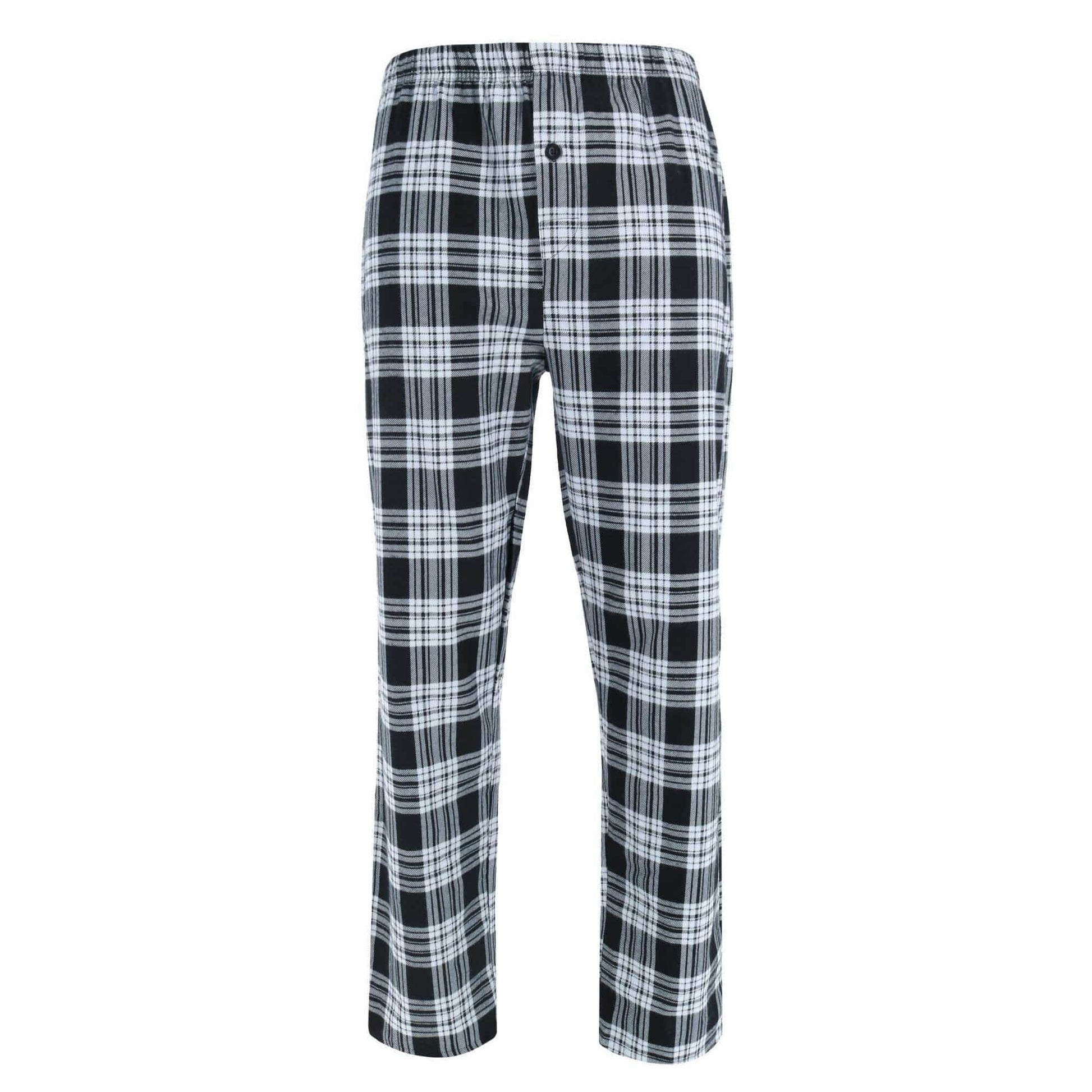 Wanted Men's 100% Cotton Flannel Long Pajama Set - Black with Grey
