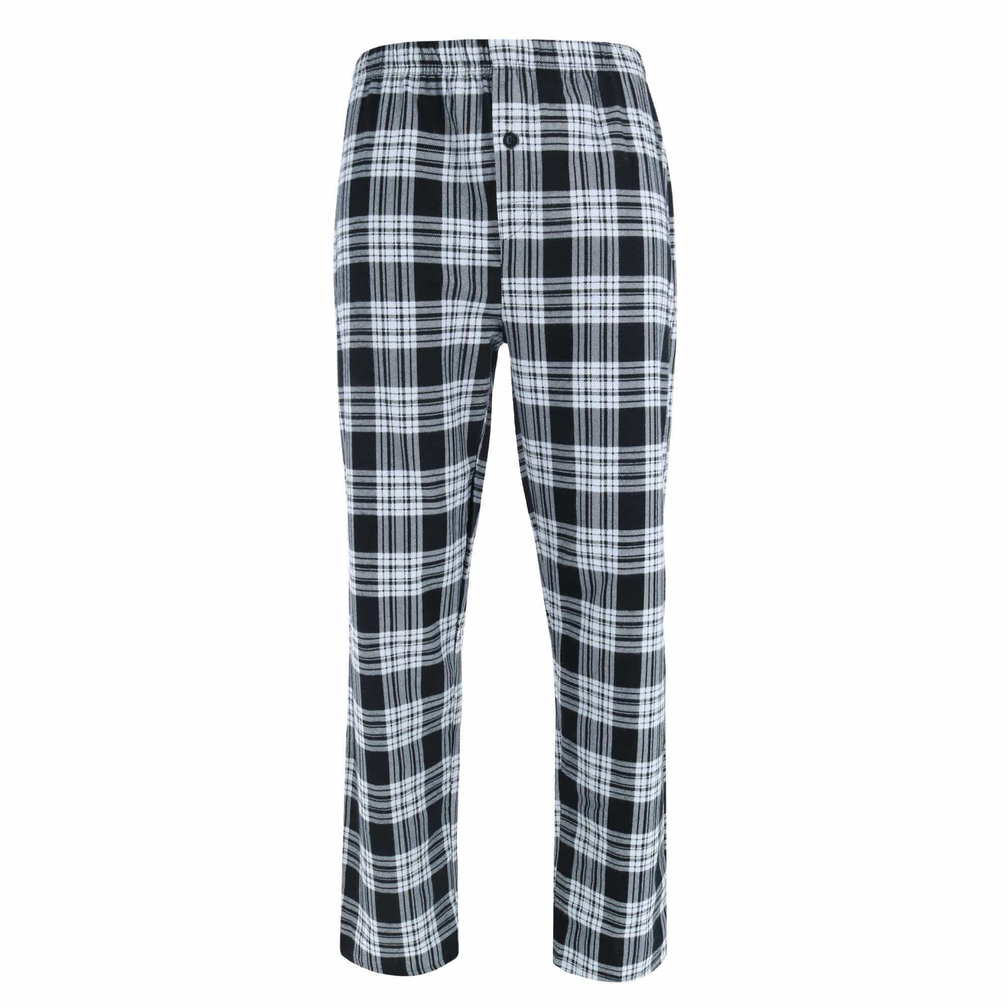 Wanted Men's 100% Cotton Flannel Long Pajama Set - Black with Grey