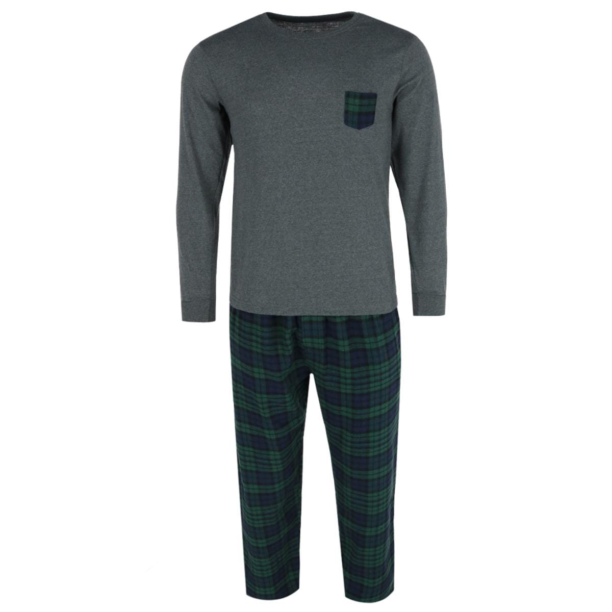 Outdoor Life Men's Long Sleeve and Flannel Pant Pajama Set - Blue/Green