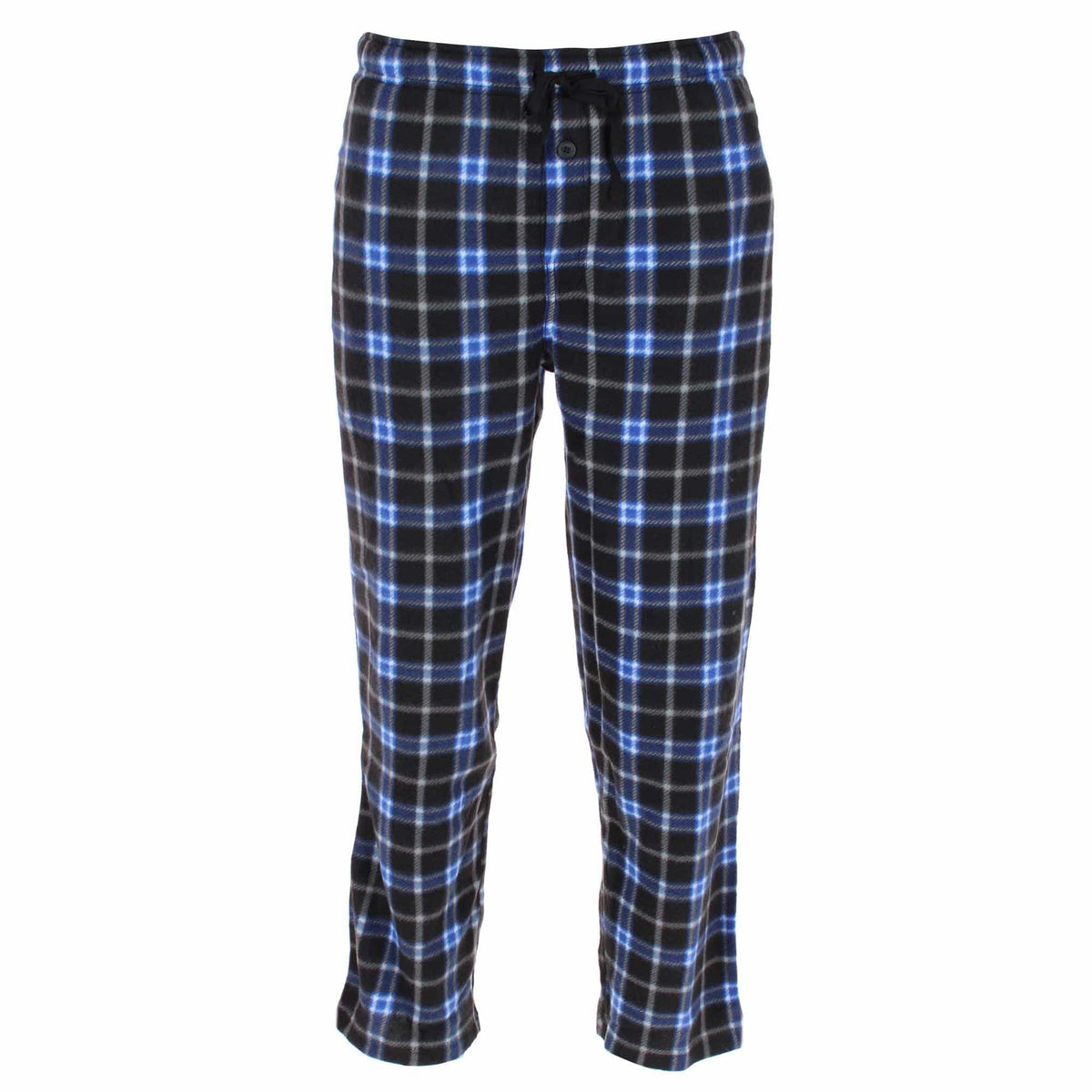 Fruit of the Loom Men's Fleece Plaid Sleep Pant and Tee Set - Blue