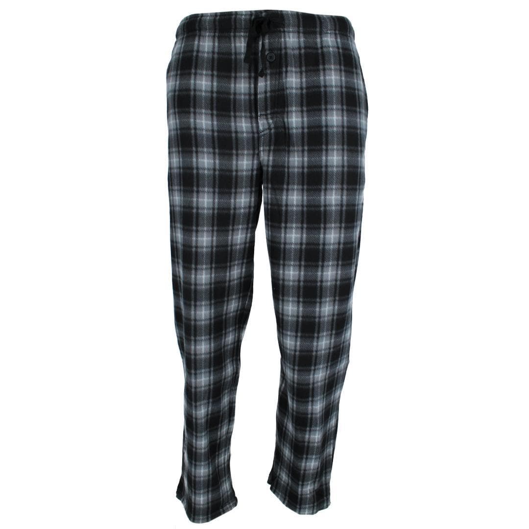Fruit of the Loom Men's Fleece Plaid Sleep Pant and Tee Set - Grey