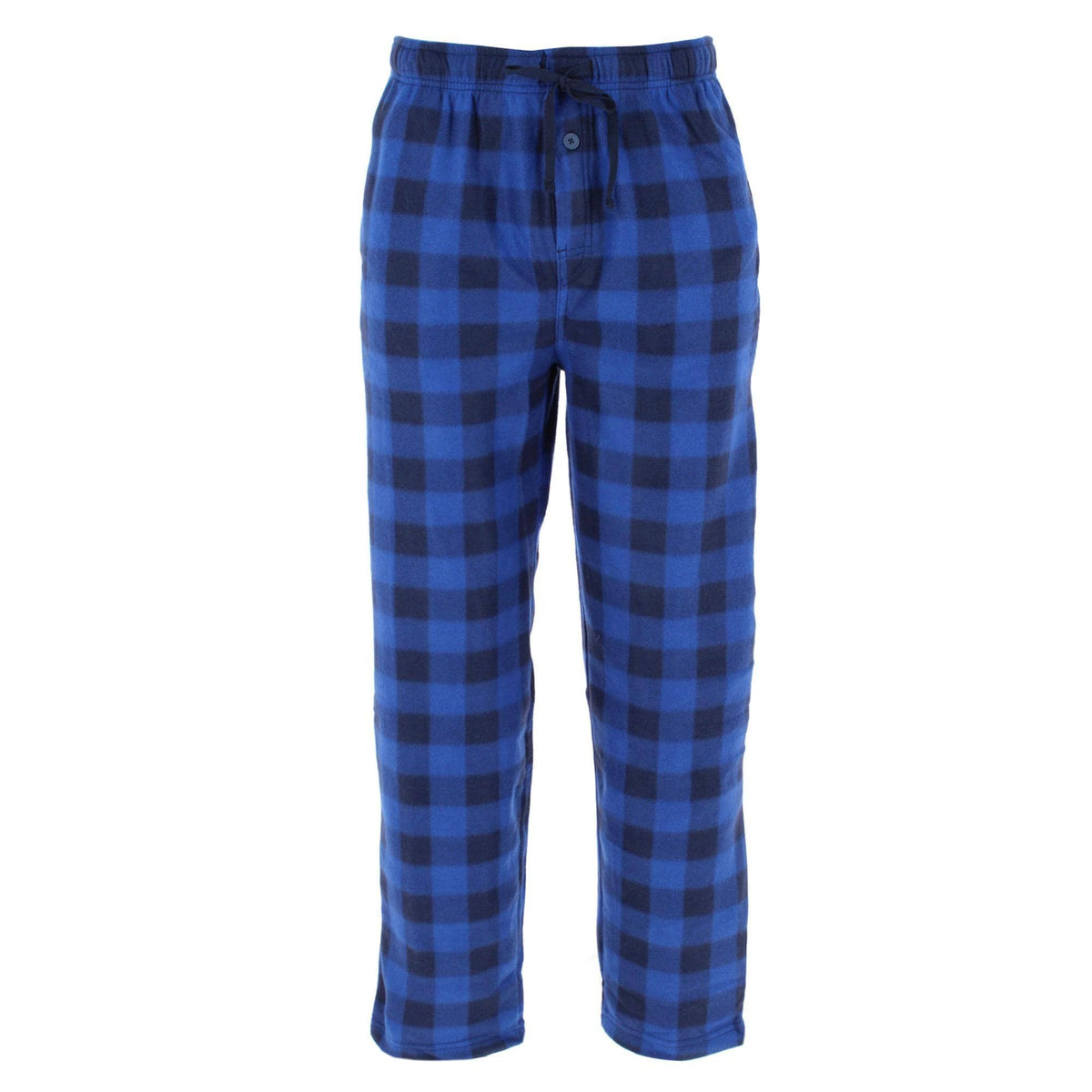 Fruit of the Loom Men's Fleece Plaid Sleep Pant and Tee Set - Navy