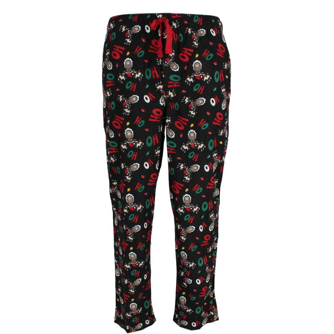 Fruit of the Loom Men's Holiday Fleece Pajama Pant (Pack of 2) - Black Reindeer and Navy Plaid