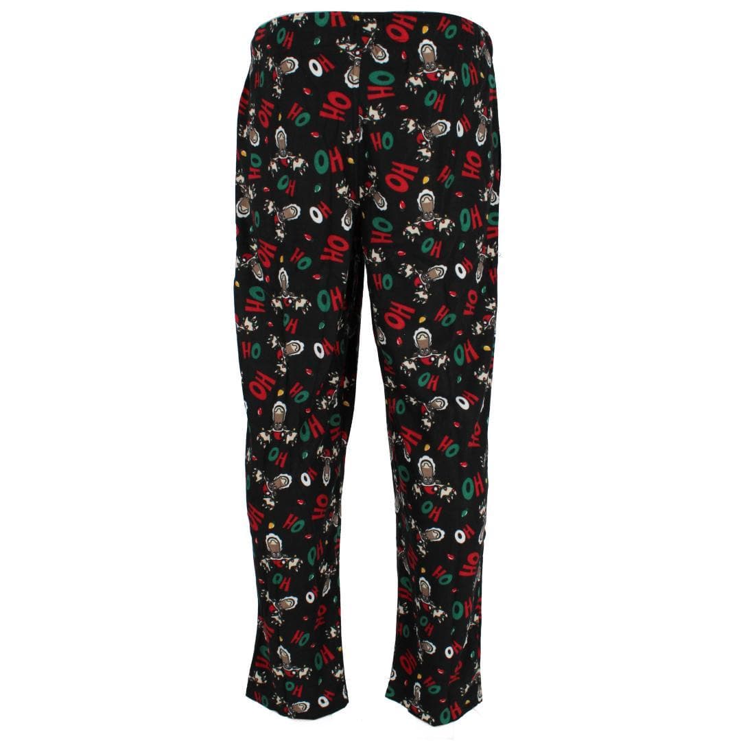 Fruit of the Loom Men's Holiday Fleece Pajama Pant (Pack of 2) - Black Reindeer and Navy Plaid