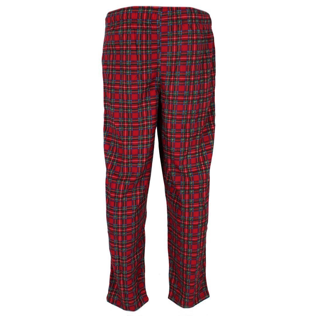 Fruit of the Loom Men's Holiday Fleece Pajama Pant (Pack of 2) - Red Plaid and Navy Snowmen