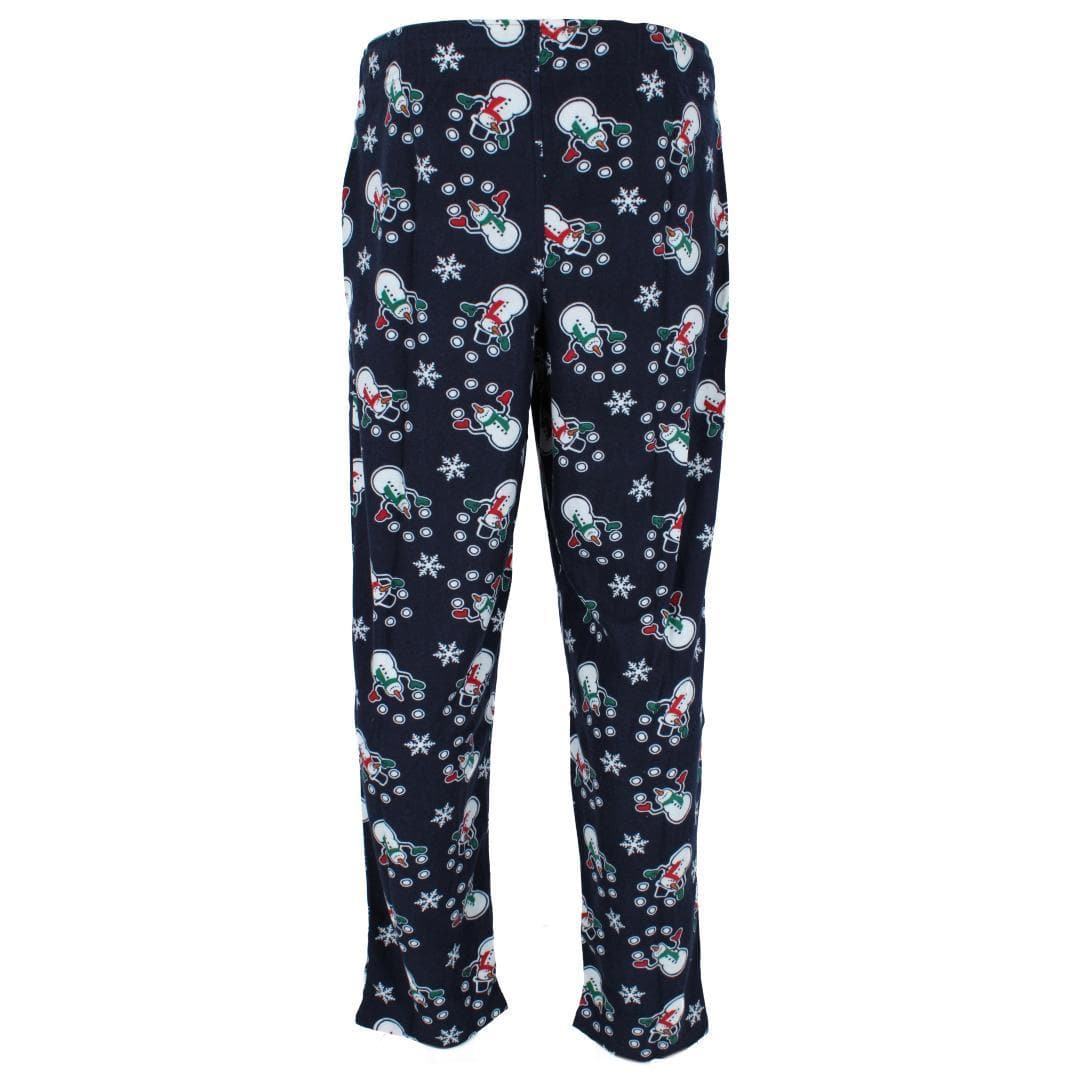 Fruit of the Loom Men's Holiday Fleece Pajama Pant (Pack of 2) - Red Plaid and Navy Snowmen