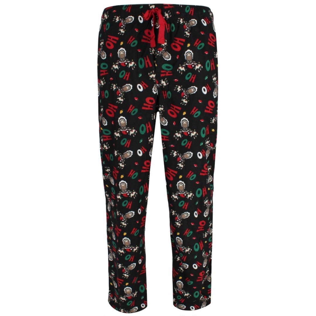 Fruit of the Loom Men's Big & Tall Holiday Fleece Pajama Pant (Pack of 2) - Black Reindeer and Navy Plaid