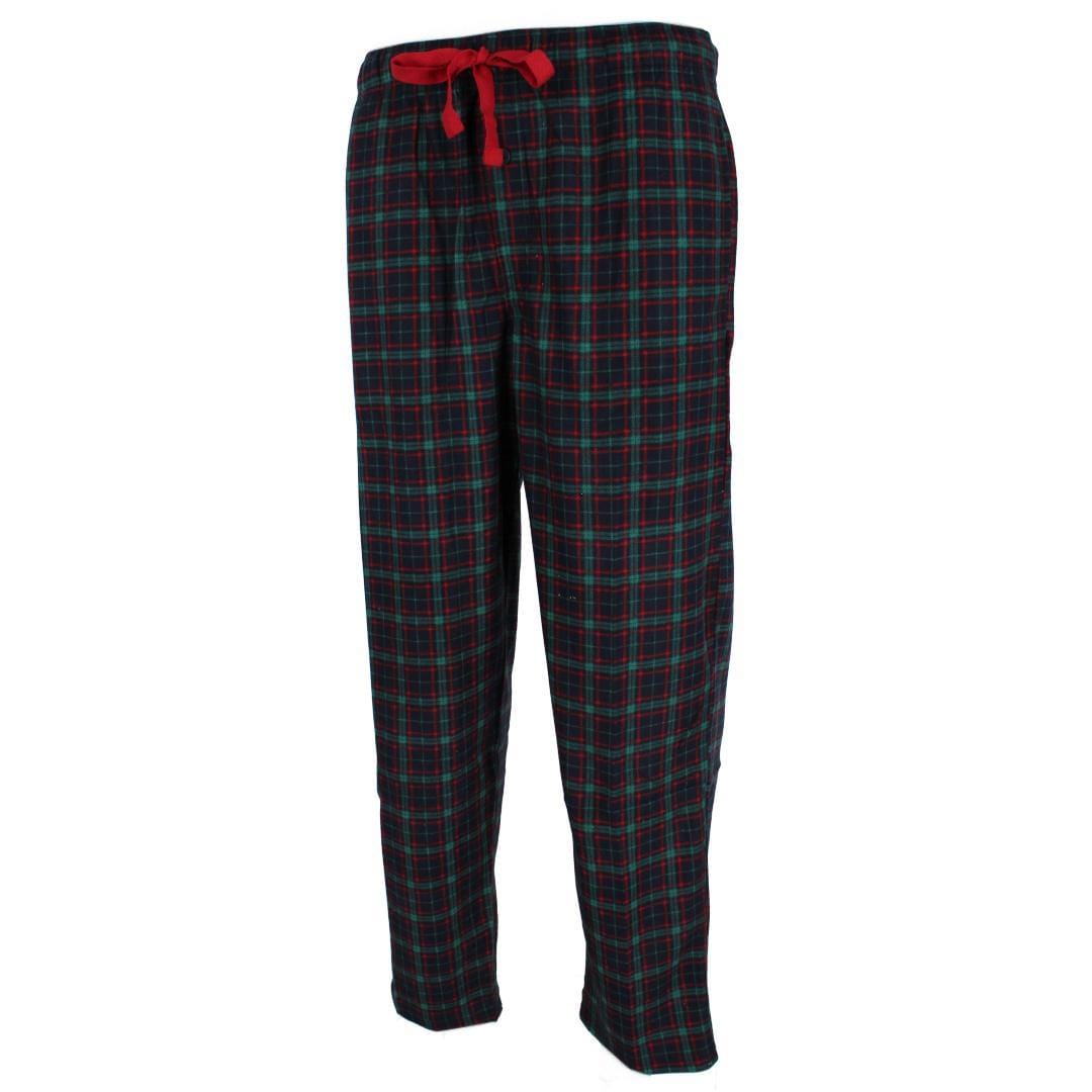 Fruit of the Loom Men's Big & Tall Holiday Fleece Pajama Pant (Pack of 2) - Black Reindeer and Navy Plaid