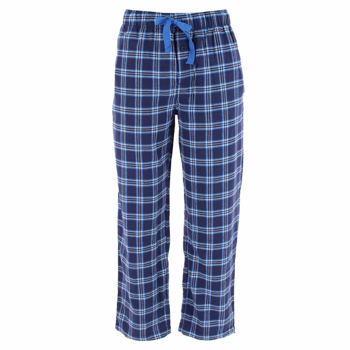 Fruit of the Loom Men's Big & Tall Flannel Pant and Fleece Long Sleeve Pajama Set - Blue